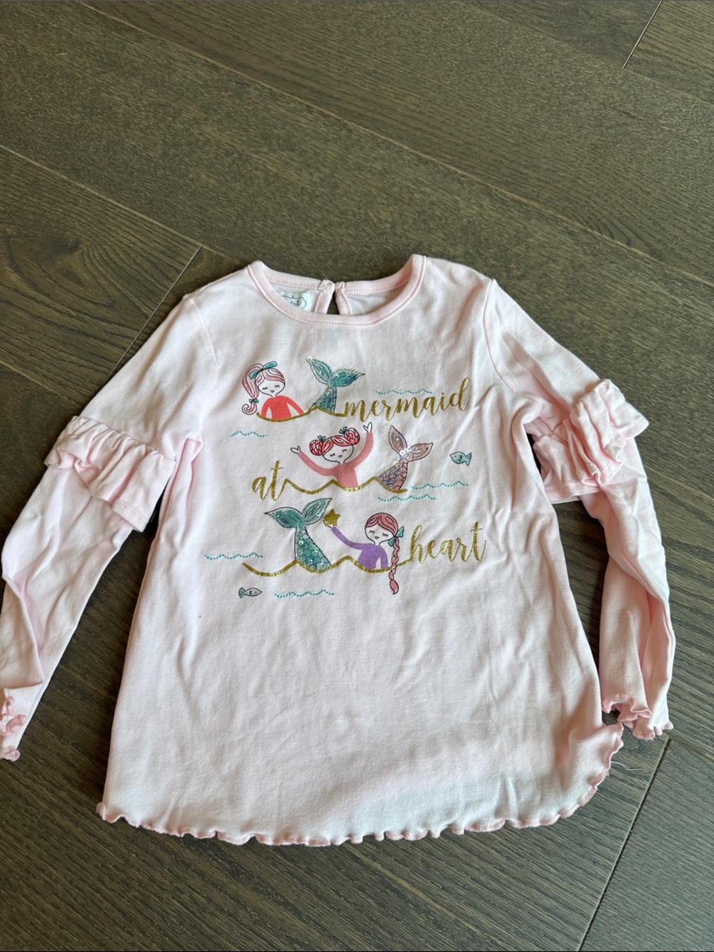 Pink Mermaid Graphic Long-Sleeve Top for Kids